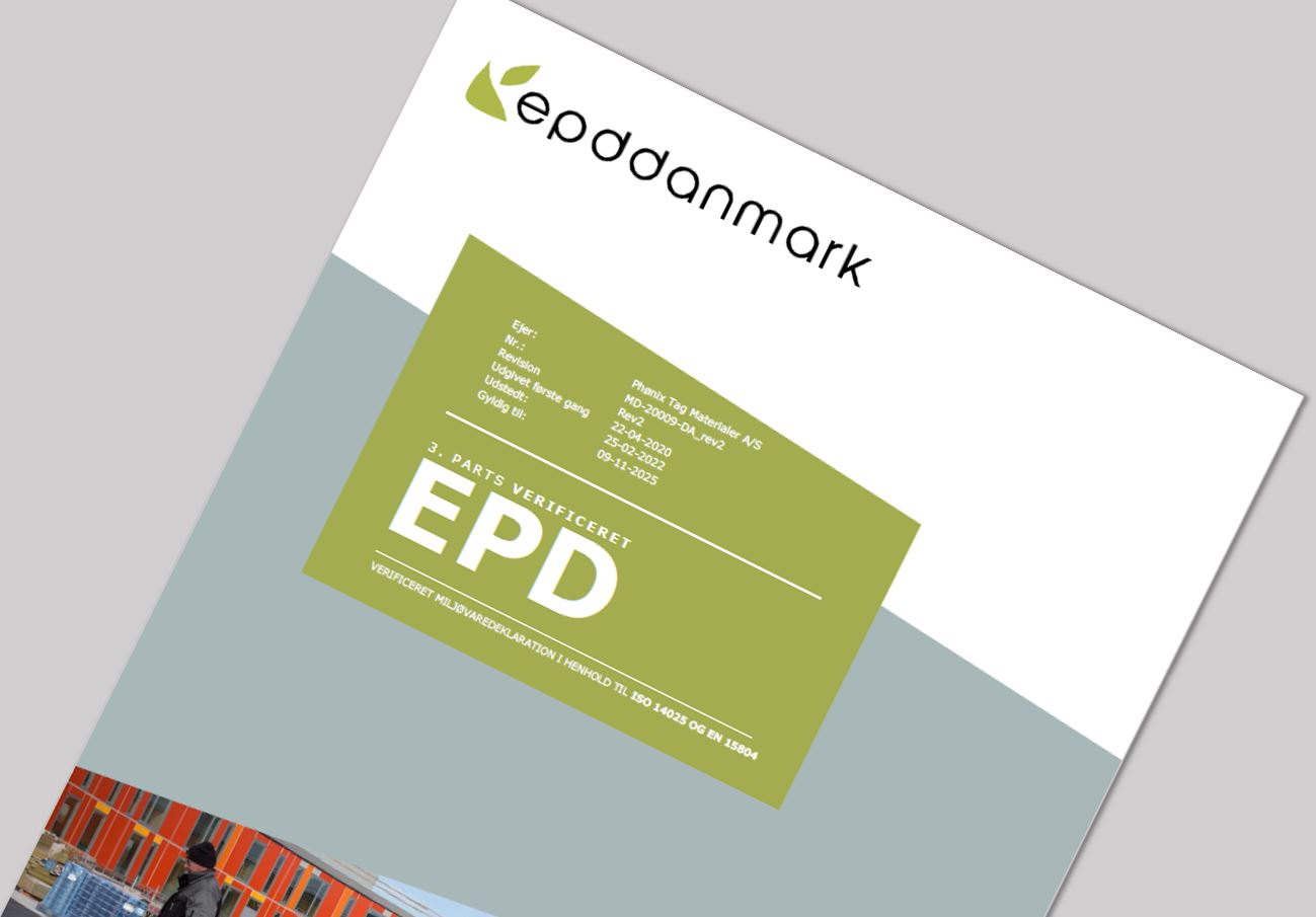 EPD - produktspecifikke | Projektering af tagpaptage