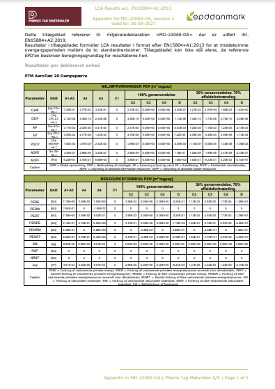 EPD Flammespærre DA Tillæg
